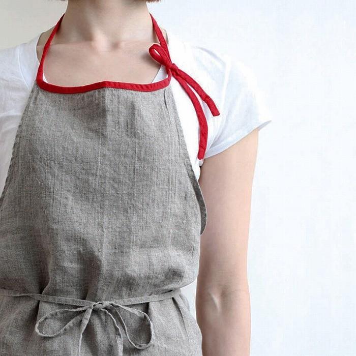 Lino e Lina（リーノエリーナ） フルエプロン ミラ・フラックス レッド
