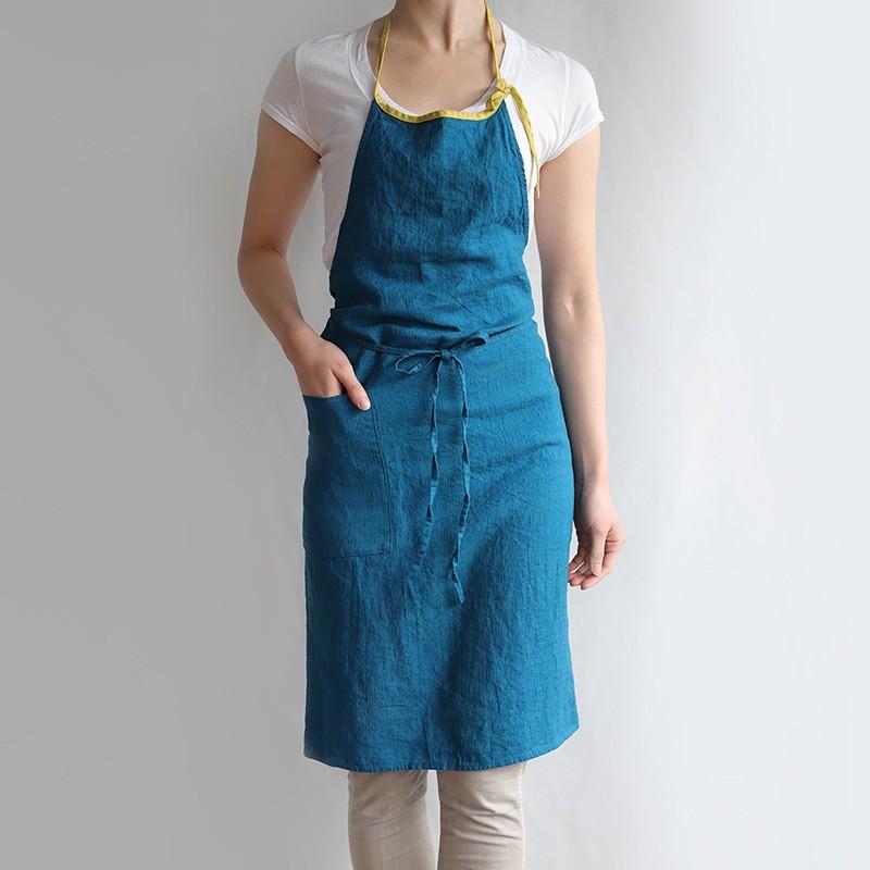 Lino e Lina（リーノエリーナ） フルエプロン ミラ ブルーパヴォーネ