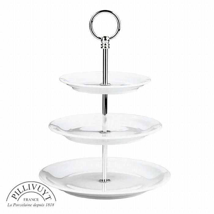 3段シルバーケーキスタンド バタフライ式 made in England 3段シルバー