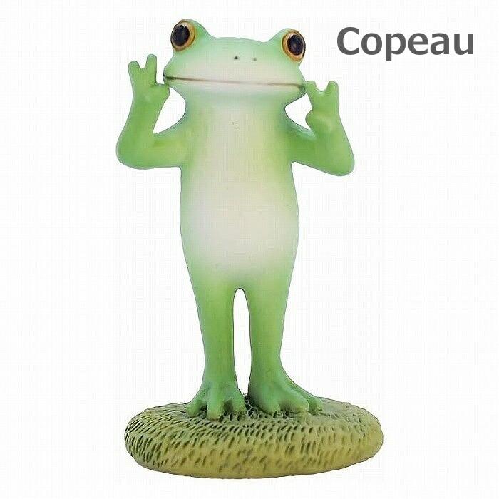 Copeau コポー ダブルピースするカエル ピース 蛙 かえる 置物