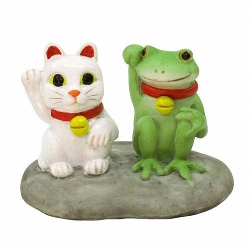コポー まねきねことカエル 置物 小物 オブジェ カエル ネコ 招き猫