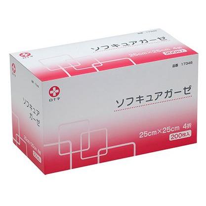 白十字 ソフキュアガーゼ 25cmx25cm 4折 200枚入 17346 不織布ガーゼ 1