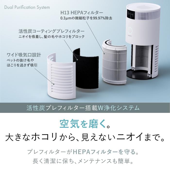 空気清浄機 ペット 抜け毛 ニオイ対策 H13 UV-C LED 15畳 花粉 ハウス