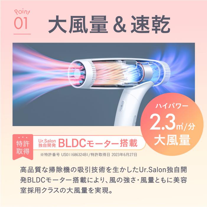 Ur.Salon ヘアドライヤー 大風量 速乾 ダブルリペアイオン 折り畳み式