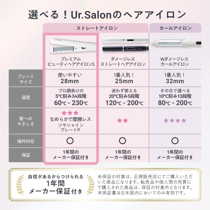 Ur.Salon ヘアアイロン 28mm 日本企業 60℃〜230℃の5℃刻み 瞬間水分蒸発