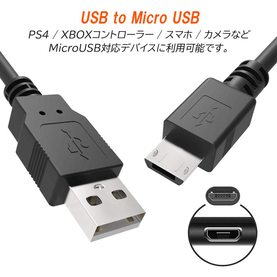 PS4 コントローラー 3m 充電ケーブル USB to Micro USB プレステ4 充電中でもプレイ可能 USB MicroUSB (AMicroB) ケーブル スマホ カメラ 対応｜merkag｜05