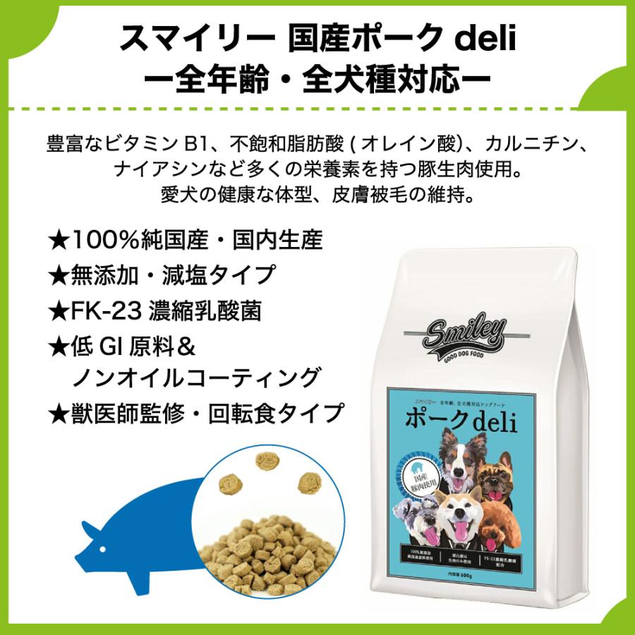 スマイリー 国産ポークdeli 600g 犬 フード 犬用 ドッグフード 無添加
