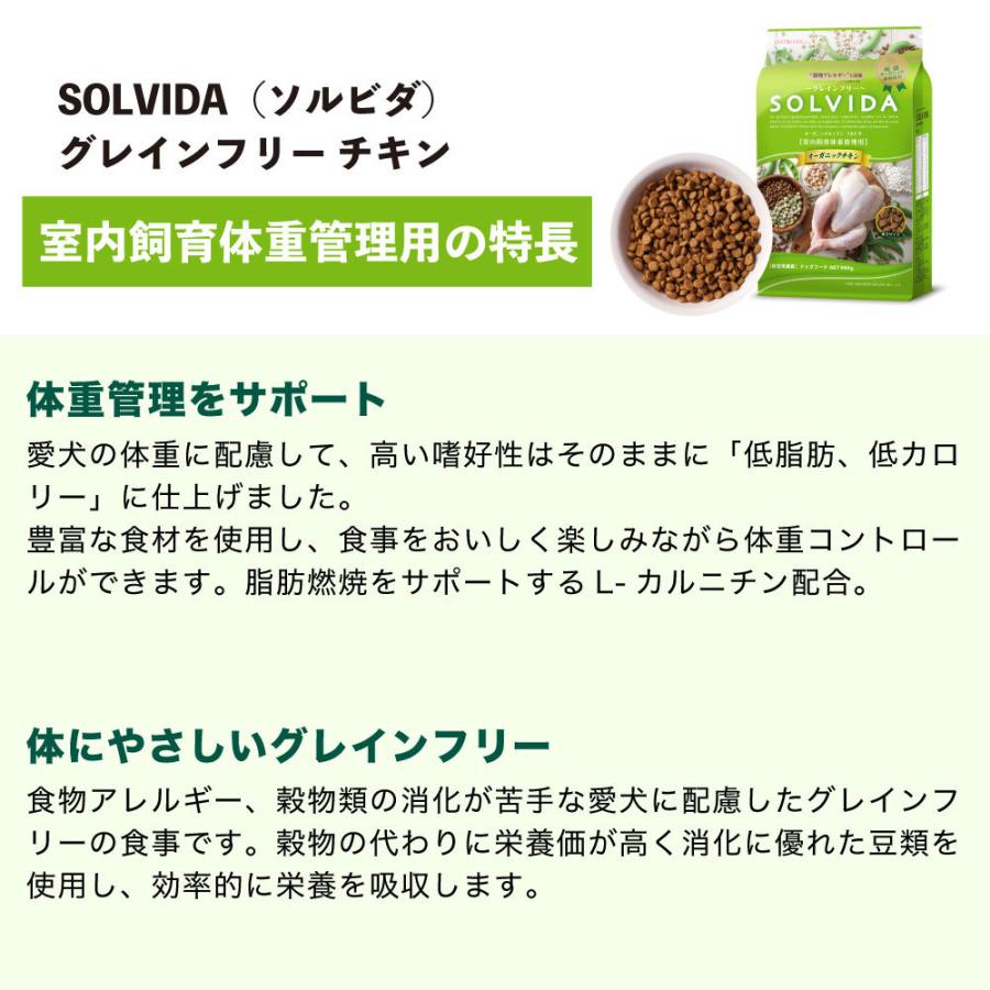 ソルビダ グレインフリー チキン 室内飼育体重管理用 5.8kg 犬 ドッグフード ドライ 穀物不使用 オーガニック 低脂肪 アレルギー SOLVIDA_5