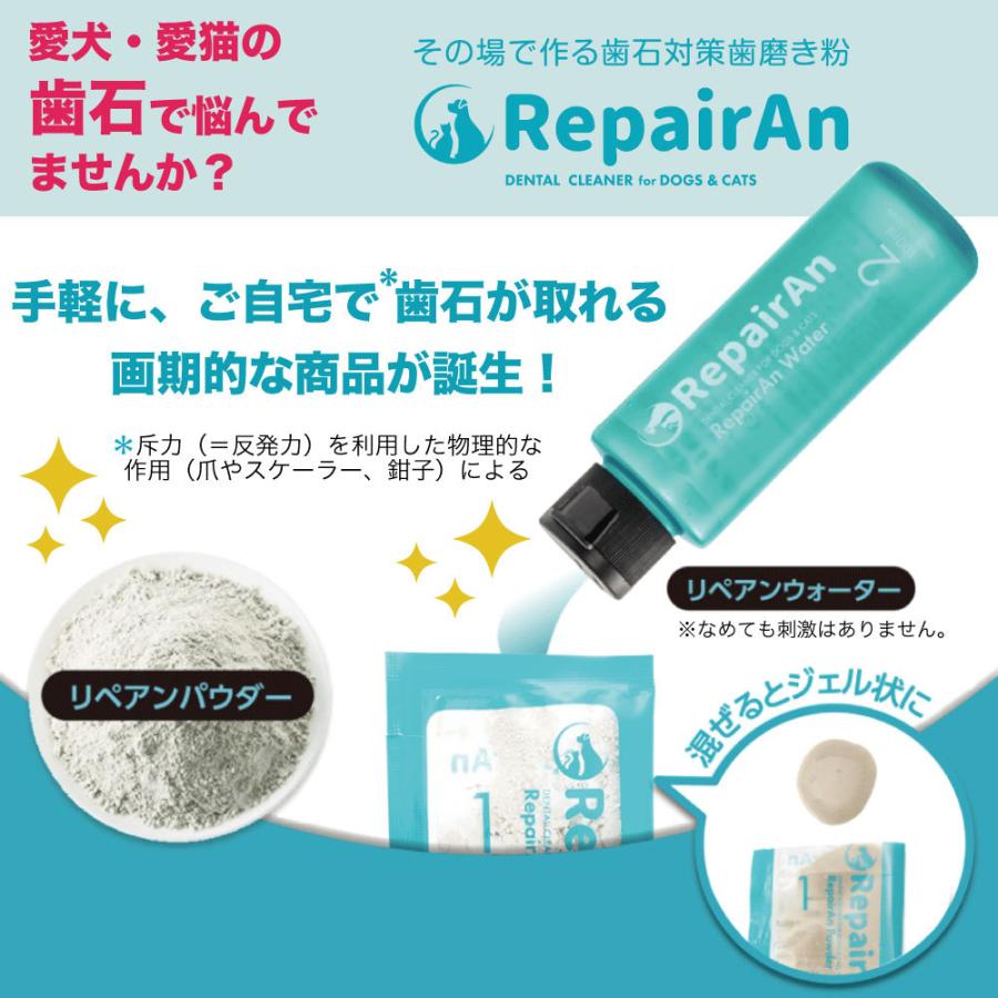 Repairan デンタルクリーナー 歯磨き粉 猫 歯石除去 4個入 犬 歯石対策 天然ゼオライト 歯石取り 日本製 4回分