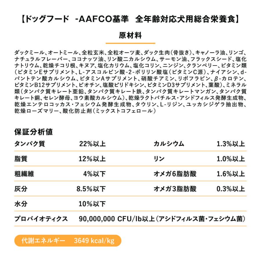 GO! ゴー 皮膚+被毛ケア 全粒穀物を使用したダックレシピ 2.3kg 中粒 犬 犬用フード ドッグフード ドライ スキンケア 無添加｜merland｜08