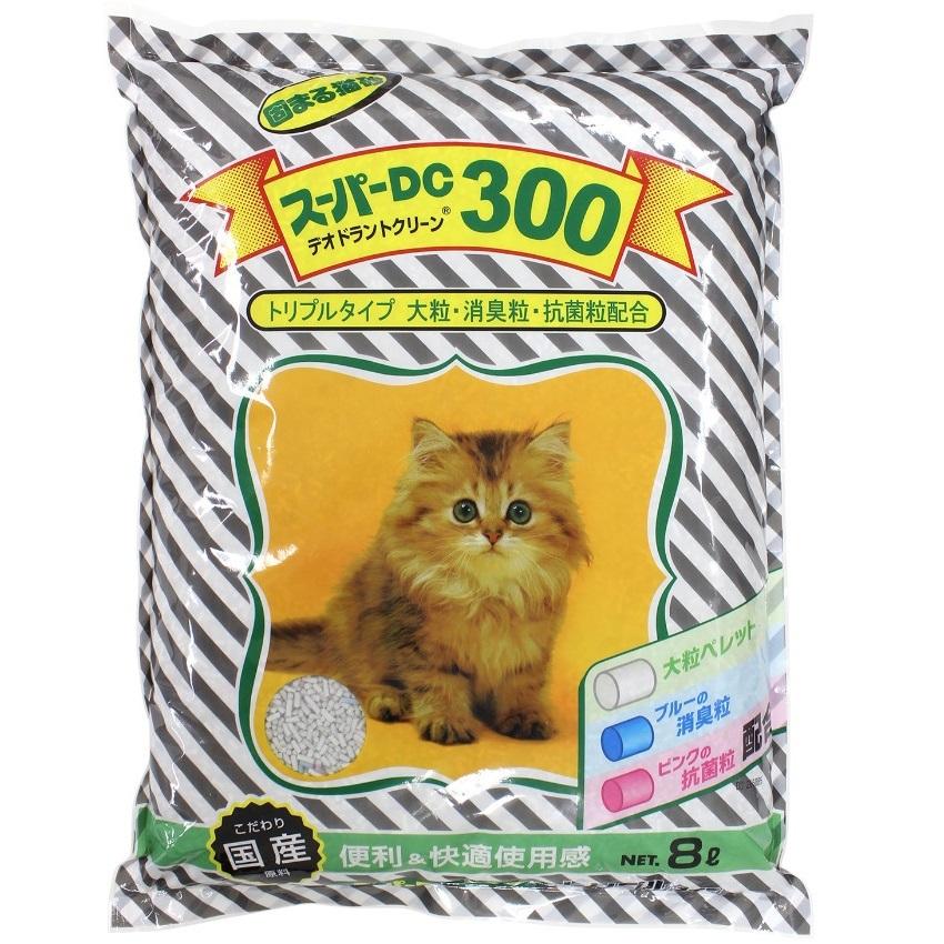 スーパーキャット 猫砂 スーパー DC300 8L 猫 トイレ ネコ砂 ベントナイト 鉱物 大粒 消臭粒 抗菌粒 猫自動トイレで使える 国産｜merland