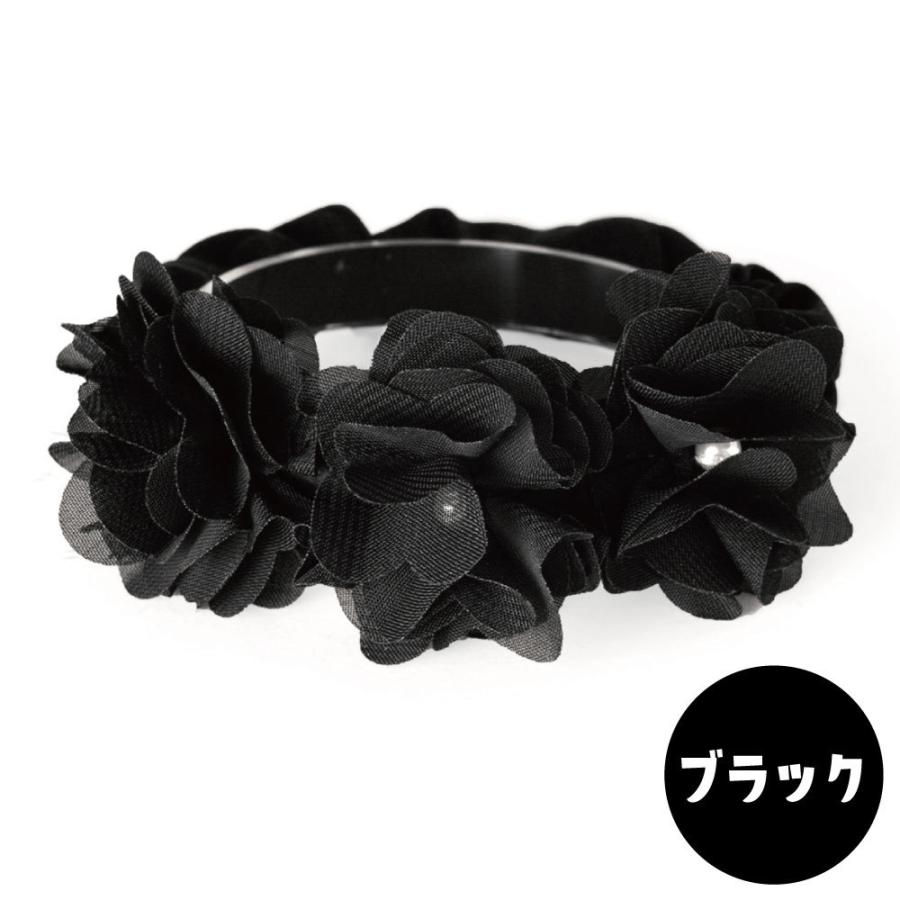 幅広シュシュ、ボタニカルフラワー柄(ブラック)わんちゃん猫ちゃん用 猫の暮らし シュシュカラー フローラ 猫 首輪 シュシュ 猫用