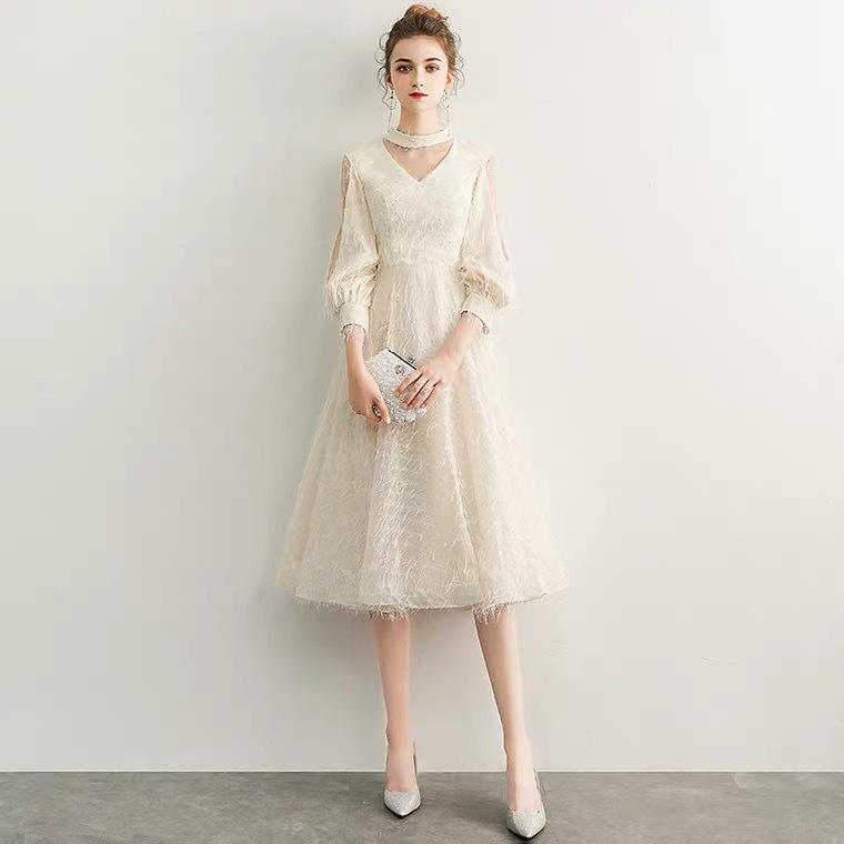 安い購入 チョーカー風オープンショルダーパーティードレス ミニ丈 シャンパン ピアノ発表会 ワンピース 結婚式 披露宴 二次会 2次会 フォーマル 華やか エレガント パーティドレス サイズ Xl Proksi Si