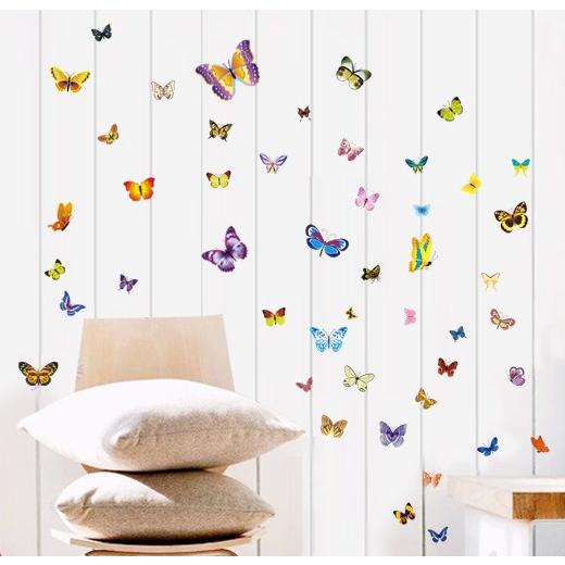 ウォールステッカー 色とりどりの蝶々 バタフライ デコシール 綺麗 ちょう 昆虫 壁面 小物 パソコン タブレット スマホ タイル エアコン｜mermaidou｜02