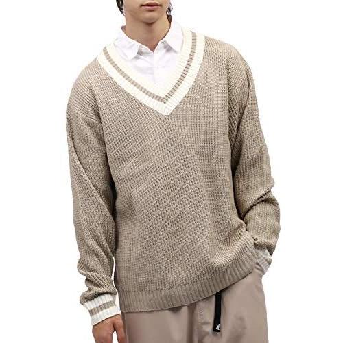 G O C ジーオーシー ビッグシルエット チルデンニット メンズ 長袖 セーター 韓国系 カジュアル ベージュ ホワイト M Mrk Uoc31t3dc ミーロック 通販 Yahoo ショッピング