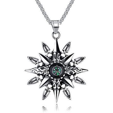 Aiks ジュエリー 人気 ブランド ネックレス メンズ ステンレス ペンダント 羅針盤 太陽 エスニック アクセサリー シルバー シルバー Mrk Vja26v1dc002 ミーロック 通販 Yahoo ショッピング