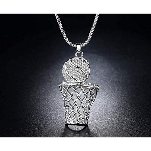 G S バスケットボール ネックレスペンダントトップ メンズ シルバー ラインストーン キラキラ 高校生 かっこいい アクセサリー シルバー Mrk Vja27p1ig ミーロック 通販 Yahoo ショッピング
