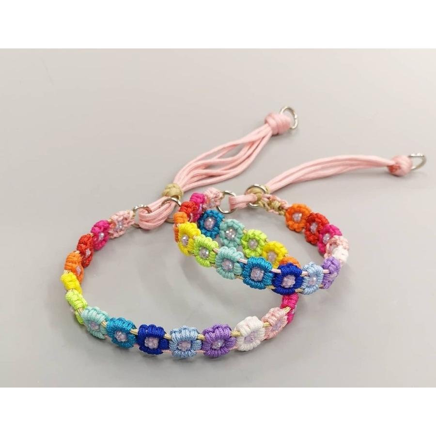 Kaiwareパラコードフラワーチョーカー 首輪 クビワ お散歩 可愛い お花
