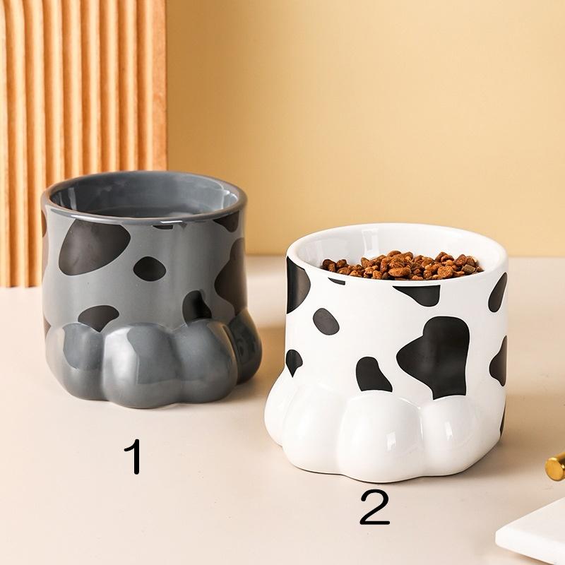 フットディッシュ お皿 餌入れ おしゃれ 犬 猫 小型犬 可愛い 水入れ 首が疲れない わんこ にゃんこ 陶器 肉球 白黒 Petshop Merrily 通販 Yahoo ショッピング