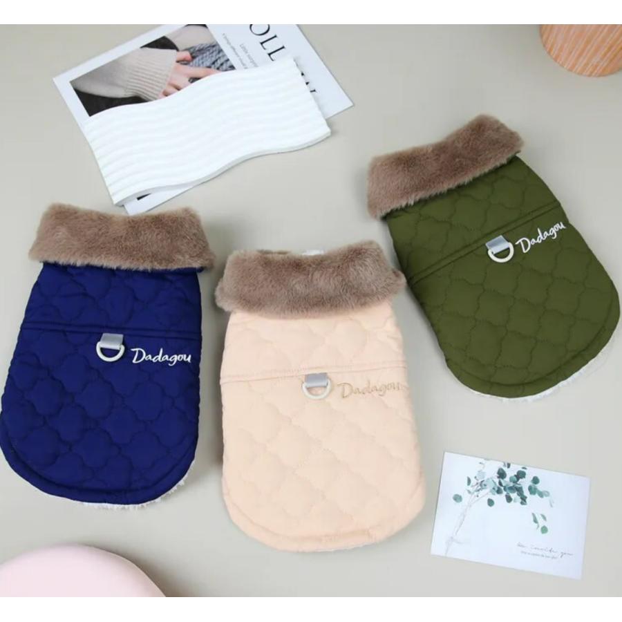 リードフック付きコート ハーネス付きコート ファー付き 犬 ペット