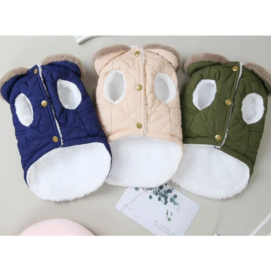 リードフック付きコート ハーネス付きコート ファー付き 犬 ペット