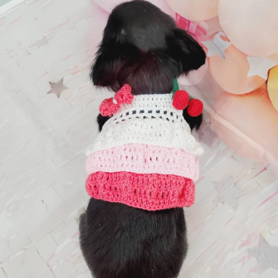 ニットワンピース　春夏　チェリー　可愛い　犬　犬服　韓国　春夏　 チワワ　ヨーキー　ポメラニアン　トイプードル｜merrily｜02