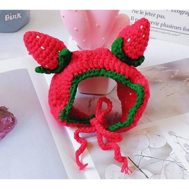 いちご ニット帽子 犬 ニット イチゴ 苺 帽子 ペット 小型犬 犬