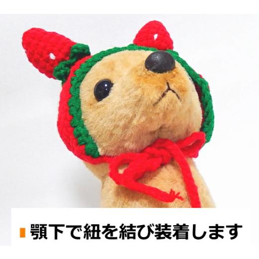 いちご ニット帽子 犬 ニット イチゴ 苺 帽子 ペット 小型犬 犬用