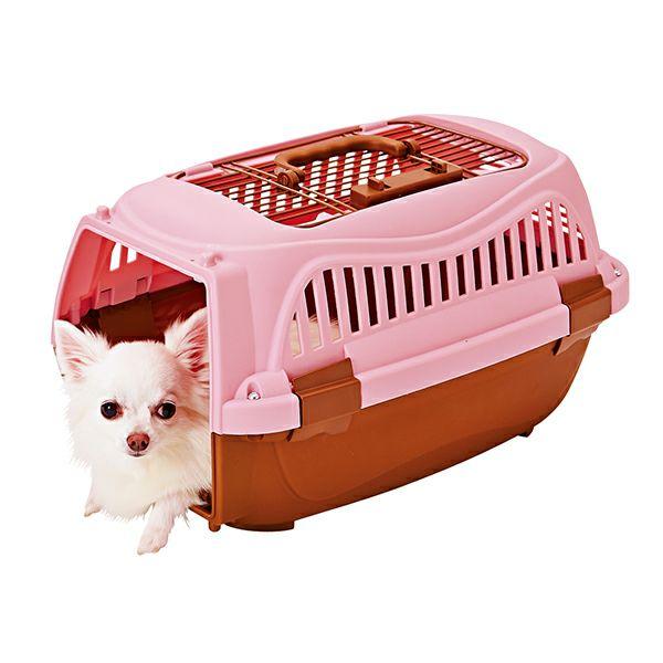 2ドア スマイルキャリー ピンク キャリーバック ハードキャリー 小型犬