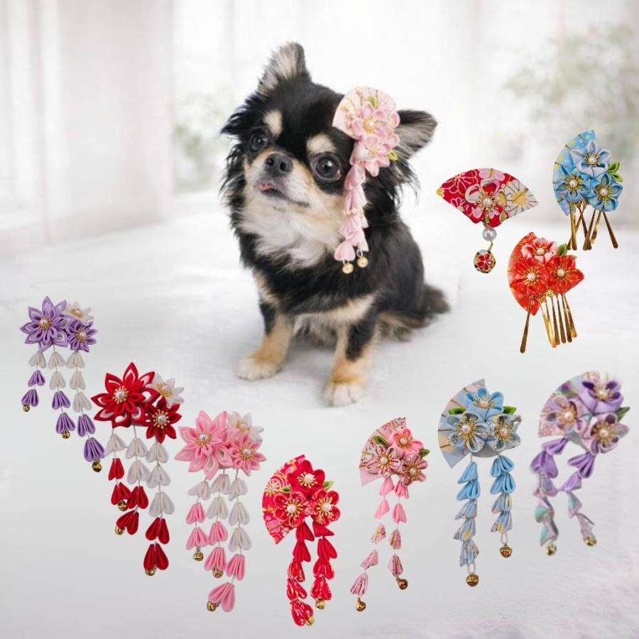 お花パッチン 着物 ひな祭り キラキラ 花 フラワー 犬 犬用 コーム型 