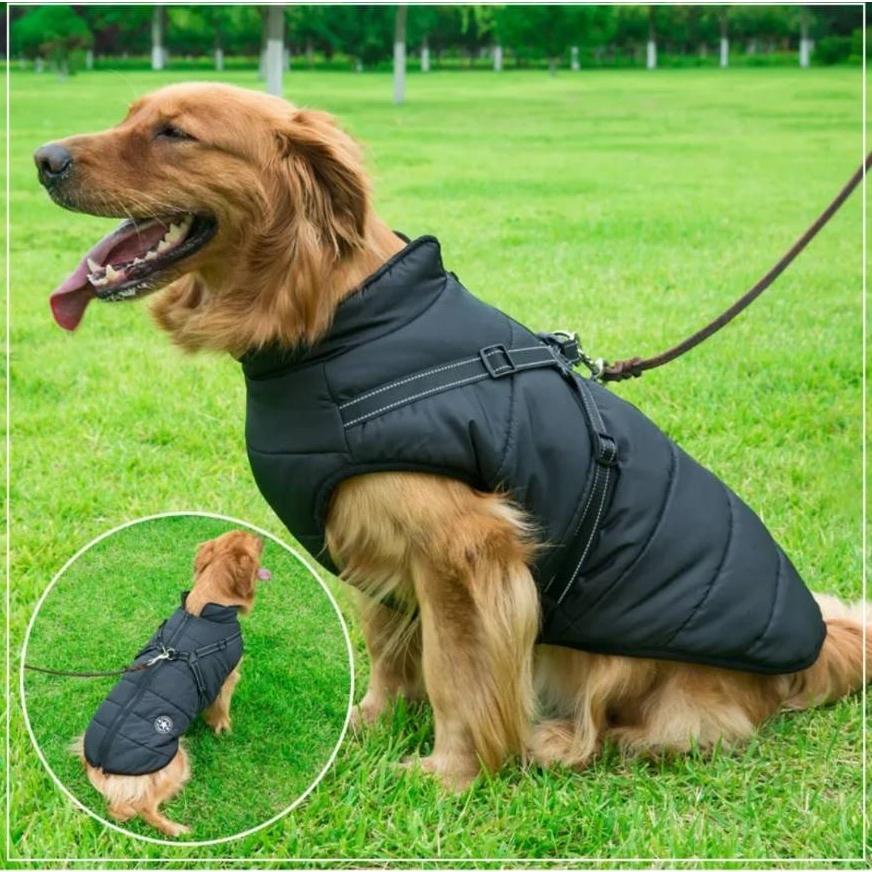 ハーネス付き　コート　ペット服　ダウンベスト　３XL〜５XL　中型犬　大型犬 ハーネス付き犬服  犬 ハーネス付きダウン　犬用アウター 　冬　撥水加工　ダウン｜merrily｜05