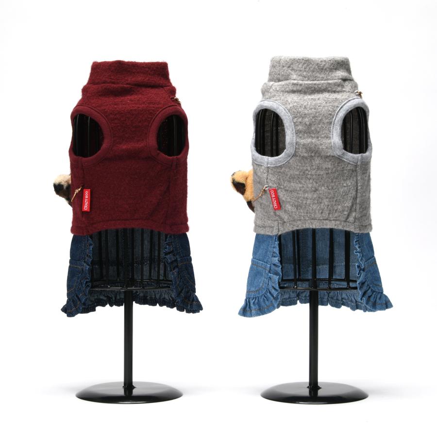 ハイネックデニムワンピ クレイジーブー crazy boo グレー 可愛い