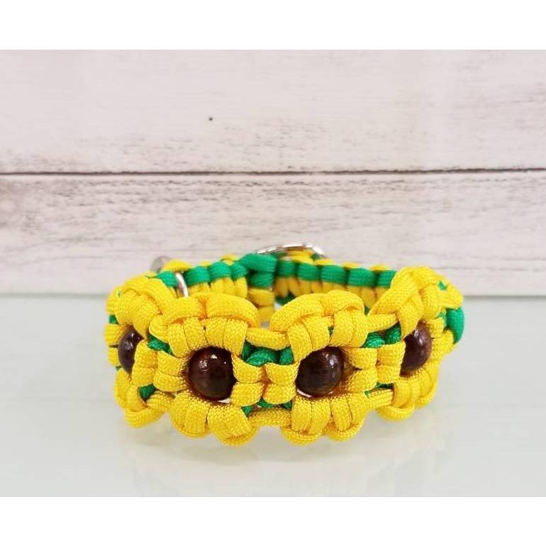 パラコードリード＆首輪 一体型 ✿ひまわり✿ 小型犬用 №046 パラ