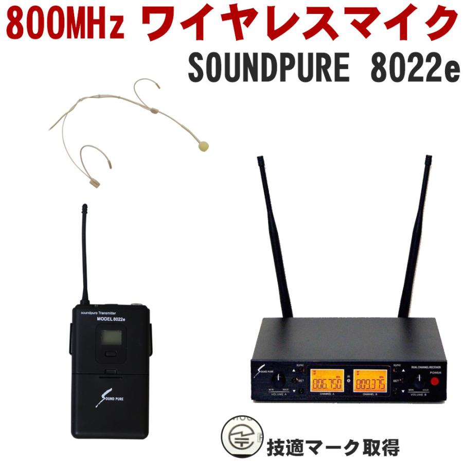 SOUNDPURE ワイヤレスヘッドマイク (ベージュ)1個セット 2ch受信機付き | 