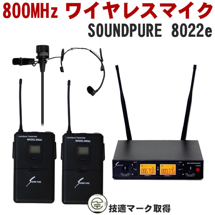SOUNDPURE ヘッドマイク1個　ピンマイク1個　ワイヤレス受信機 2chセット