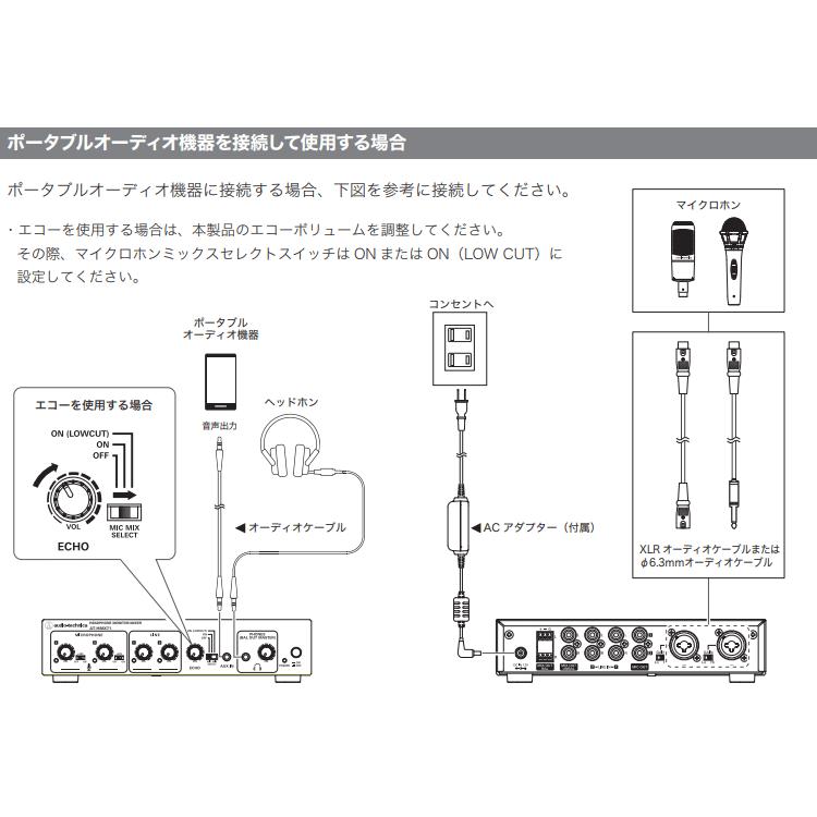 Bluetooth受信セット　audio-technica エコーエフェクト付き　カラオケ　マイクミキサー｜merry-net｜06