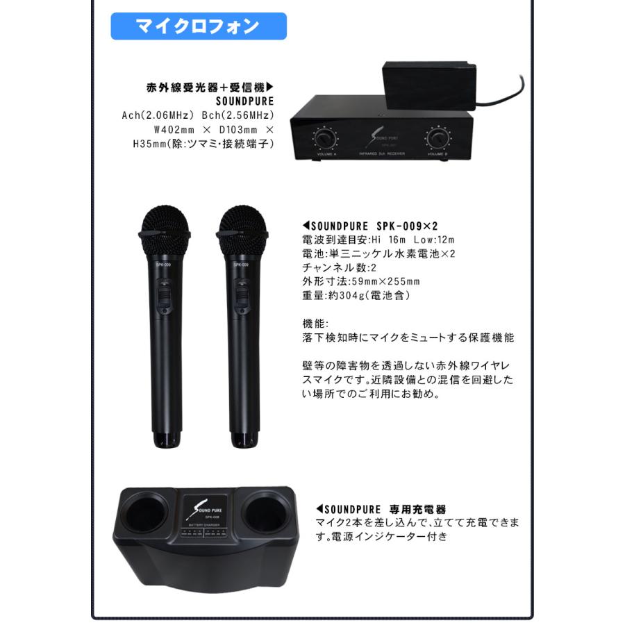 楽器のことならメリーネットオーディオテクニカ 業務用カラオケスピーカーセット アンプ出力180W 赤外線ワイヤレスマイク2本セット カラオケ機器