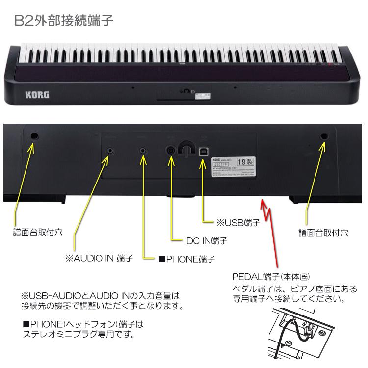 スタンド固定ベルト付き□コルグ 電子ピアノ B2 ブラックテーブル形