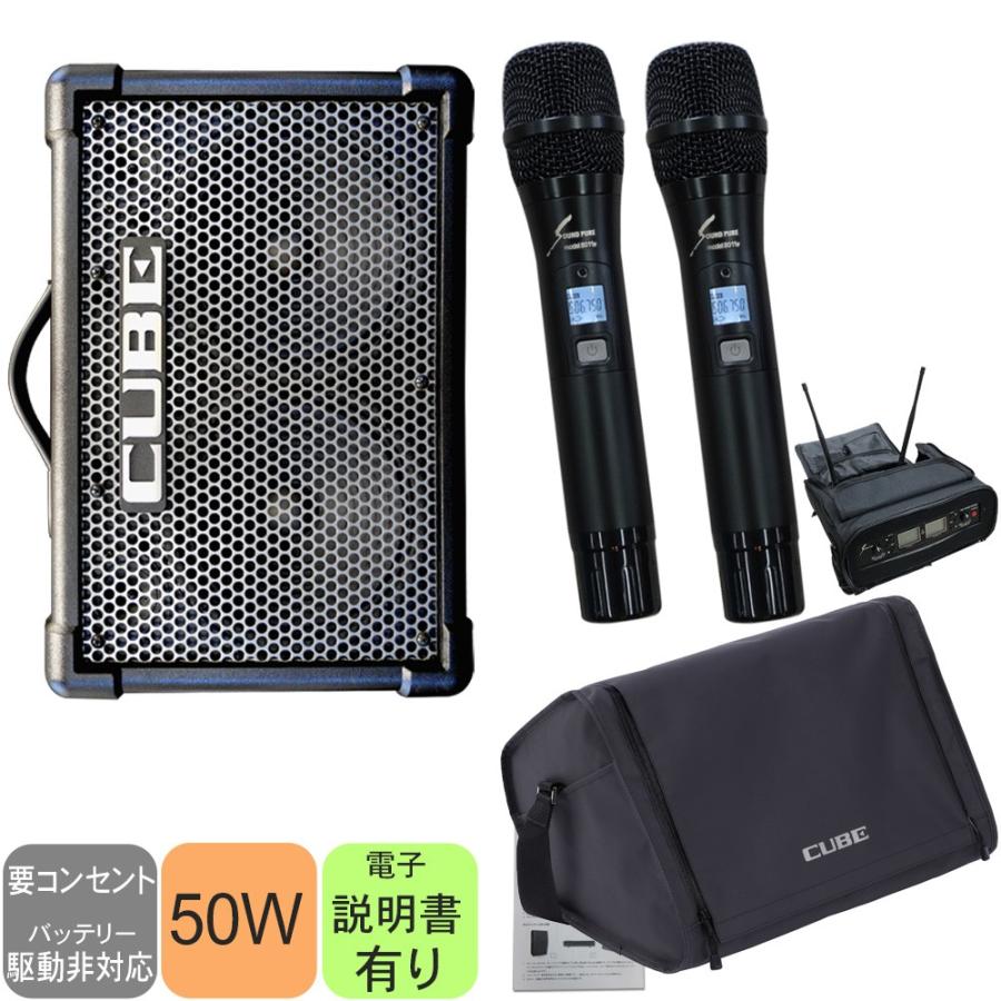 ケース付き　Roland 簡易PAセット 出力50W (SOUNDPURE ワイアレスマイク2本付き | ローランド