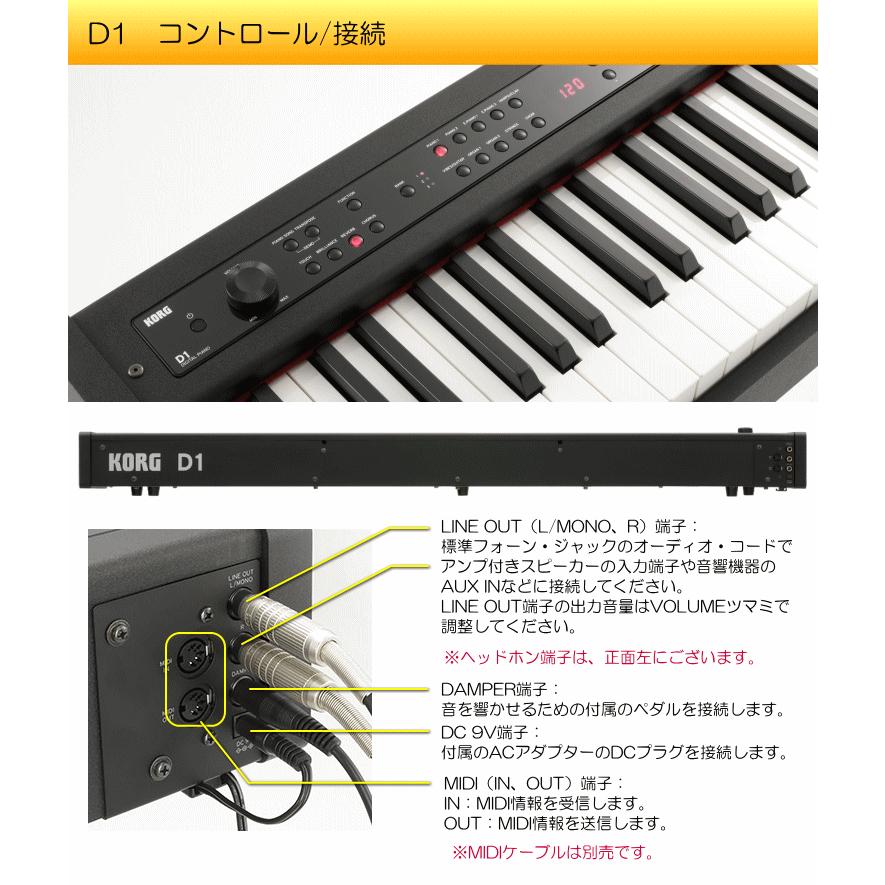 KORG D1＋純正スタンド　電子ピアノ88鍵盤　 KORG（コルグ） 電子ピアノ D1 純正スタンド付き(STSV1) : 楽器のこと