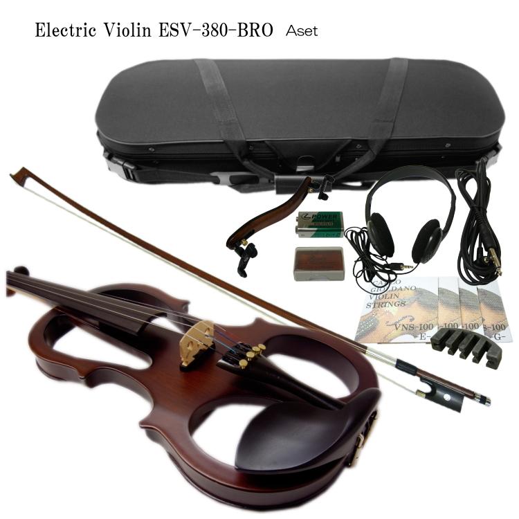 消音効果抜群 エレキバイオリン ESV-380ブラウン【10点セット】試奏
