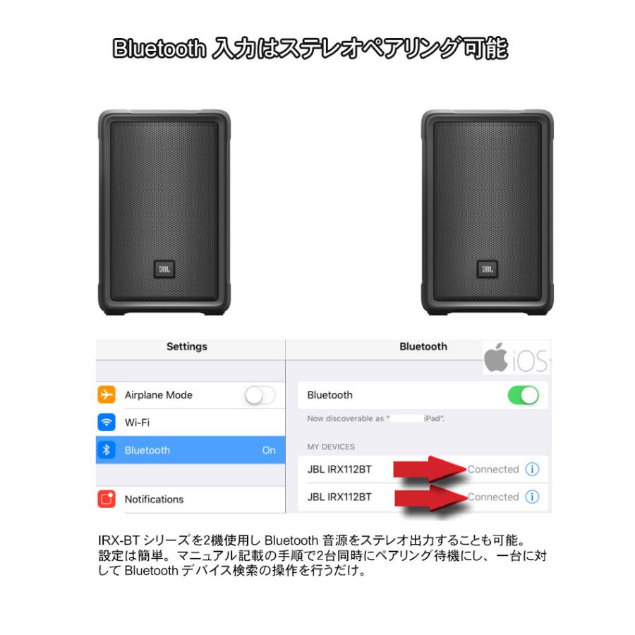 JBL 1300Wパワードスピーカー IRX108BT-Y3 (8インチ・2ch+ JBL 1300Wパワードスピーカー IRX108BT-Y3 (8インチ・2ch+