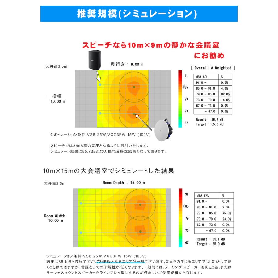 YAMAHA VXC3FW 天井埋め込み + 壁掛けスピーカー ワイヤレスマイク2本 会議室セット｜merry-net｜05