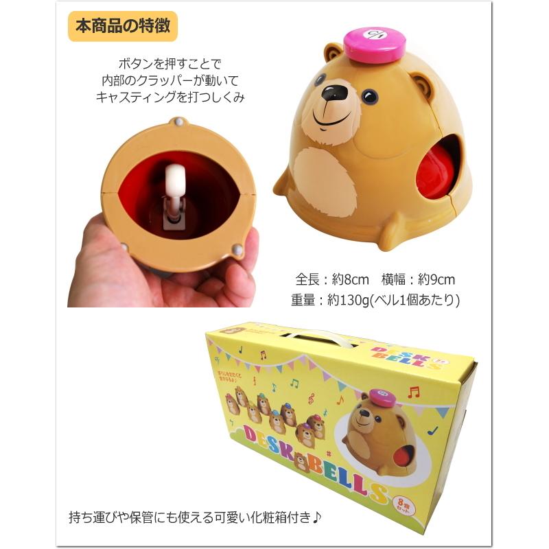 くま　8個セット キョーリツ ミュージックベル デスクベル 8音 曲集セット タッチ式