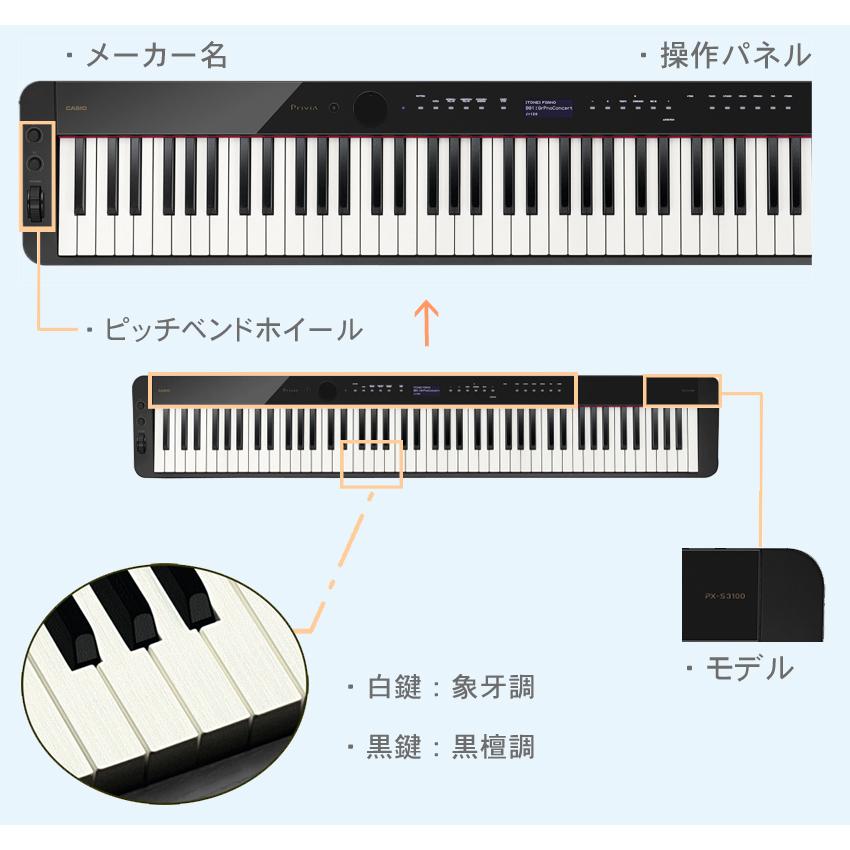 カシオ 電子ピアノ PX-S3100 88鍵盤 ブラック CASIO 高機能デジタルピアノ「テーブル型スタンド＆椅子＆ケース2種付き」プリヴィア Privia｜merry-net｜03