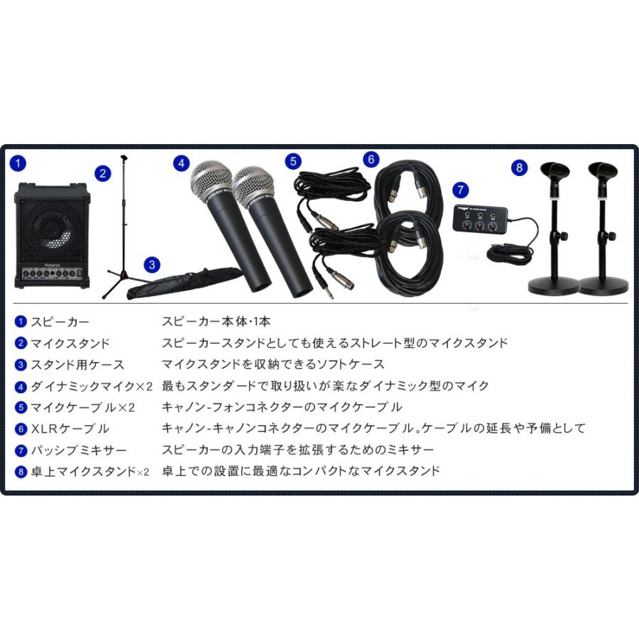 お得な有線マイク２本・出力30W　簡易PAセット クリアーな音質の多目的スピーカーローランド CM-30｜merry-net｜02