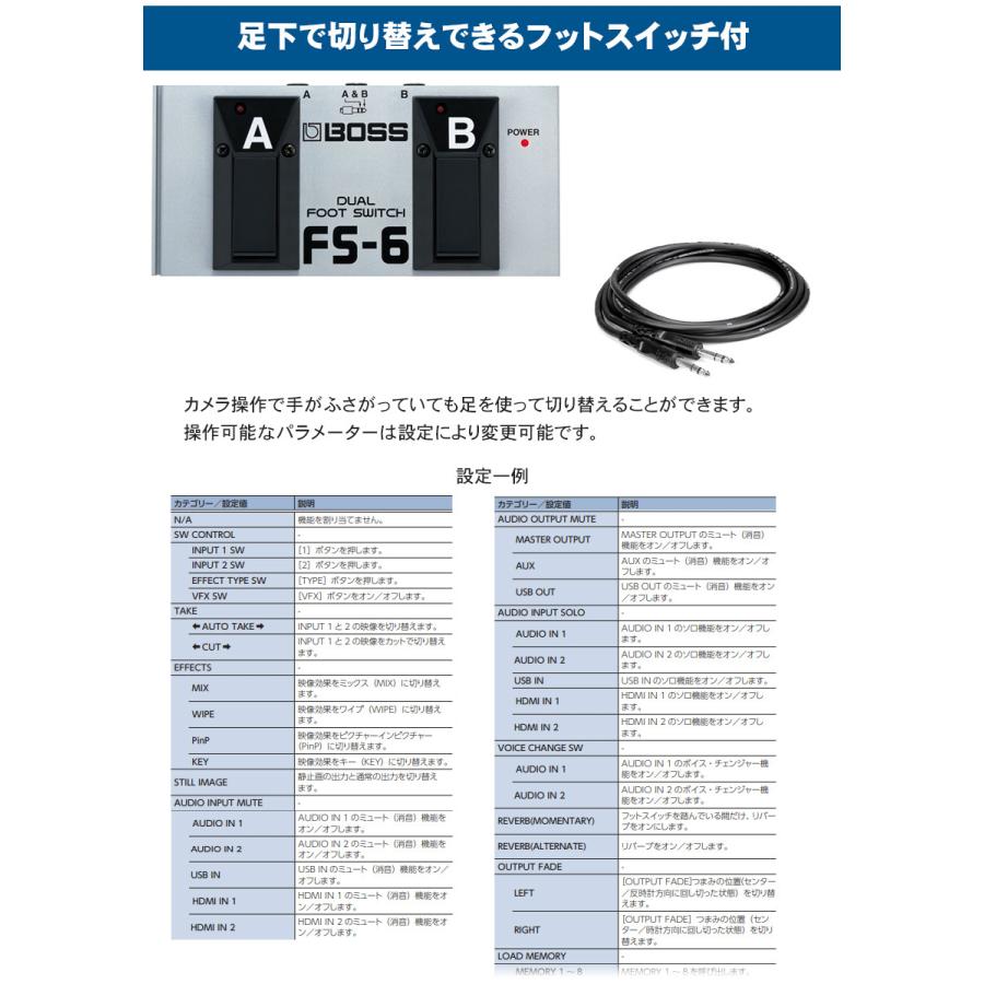 Roland V-02HDmk2 + フットスイッチ FS6セット 接続ケーブル付