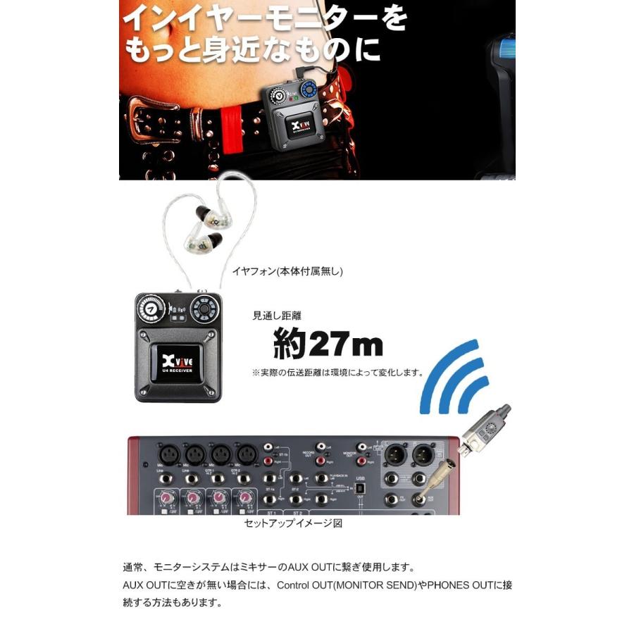 インイヤーモニター ワイヤレスシステム Xvive XV-U4 (変換ケーブル付