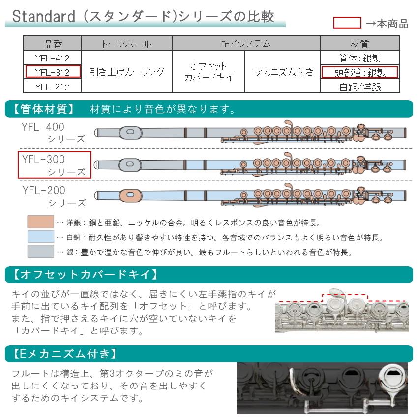 YAMAHA フルート YFL-312 スタンダード 頭部管 銀製(ヤマハ YAMAHA フルート YFL-312 スタンダード 頭部管 銀製(ヤマハ