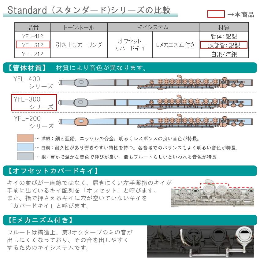 YAMAHA フルート YFL-312 スタンダード  頭部管 銀製（ヤマハ YFL312｜merry-net｜03